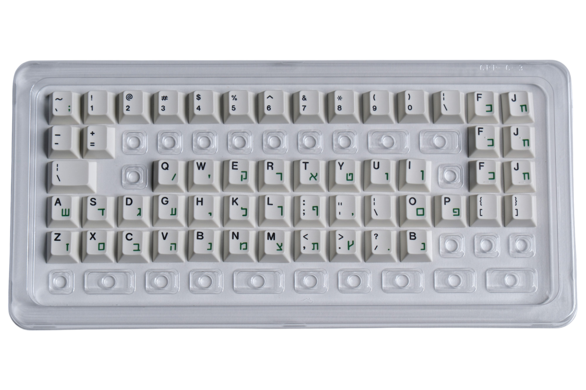 Hammerworks Alphas Hebrew Green (R6) Keycap Kit · Milktooth